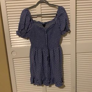 🌈4 FOR $12🌈 Super Cute Over the Shoulder Blue with White Polka Dot Dress